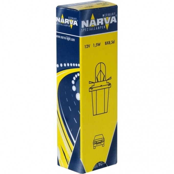 Лампа NARVA BAX 12V 1.5W BX8.5d min10 yellow 82885222