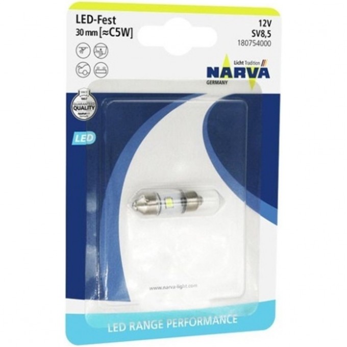 Лампа NARVA FESTOON LAMPS C5W SV8.5 12V 0.6W 36253405