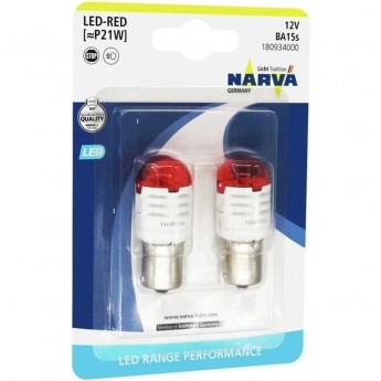 Лампа NARVA RANGE PERFORMANCE LED P21W BA12s 6000K красный 2шт.