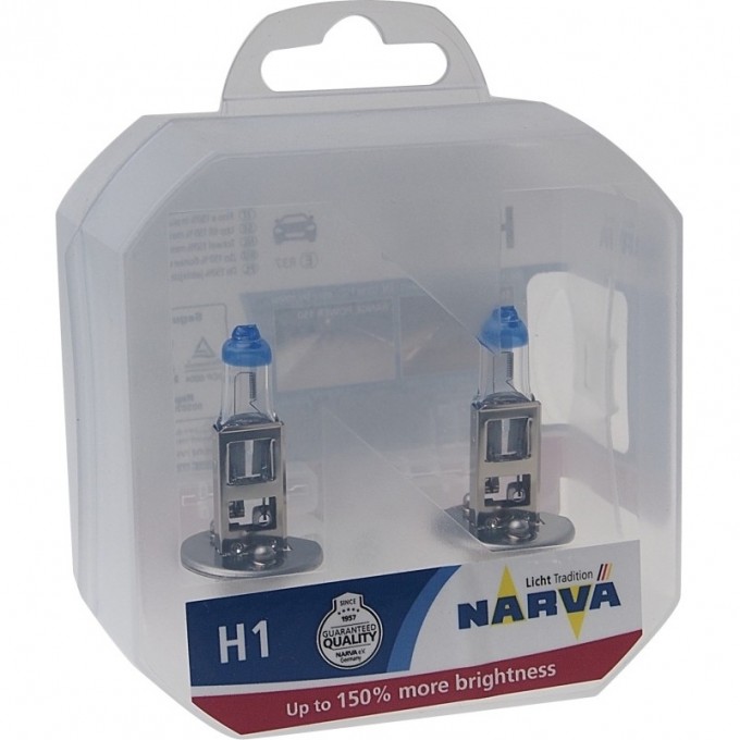 Лампа NARVA RANGE POWER 150 H1 55 12V P14.5s 2шт. 90527948