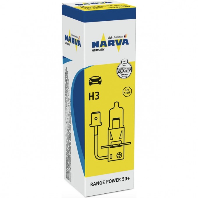 Лампа NARVA RANGE POWER 50+ H3 12V 55W PK22s NVA C1 82502774