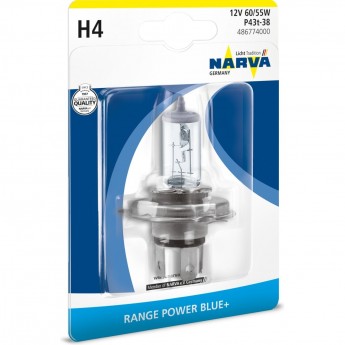 Лампа NARVA RANGE POWER BLUE+ H4 60/55W P43t 12V