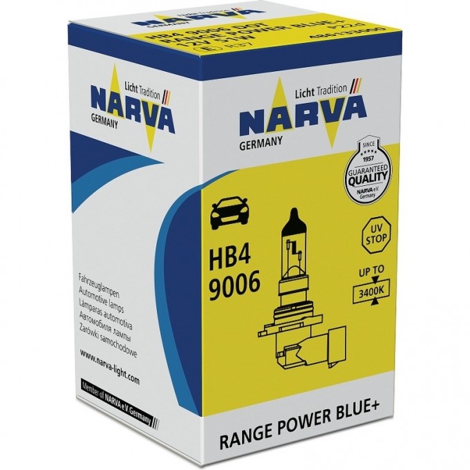 Лампа NARVA RANGE POWER BLUE+ HB4 12V 51W P22d 72484690